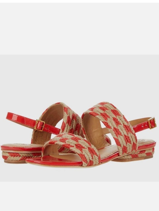 Tory Burch Shoes - Tory Burch Red and Tan Espadrille Sandals